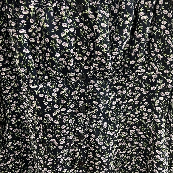 Lulus Nothing But Bliss Navy Blue Floral Print Button-Up Mini Dress - Size M - Picture 4 of 9